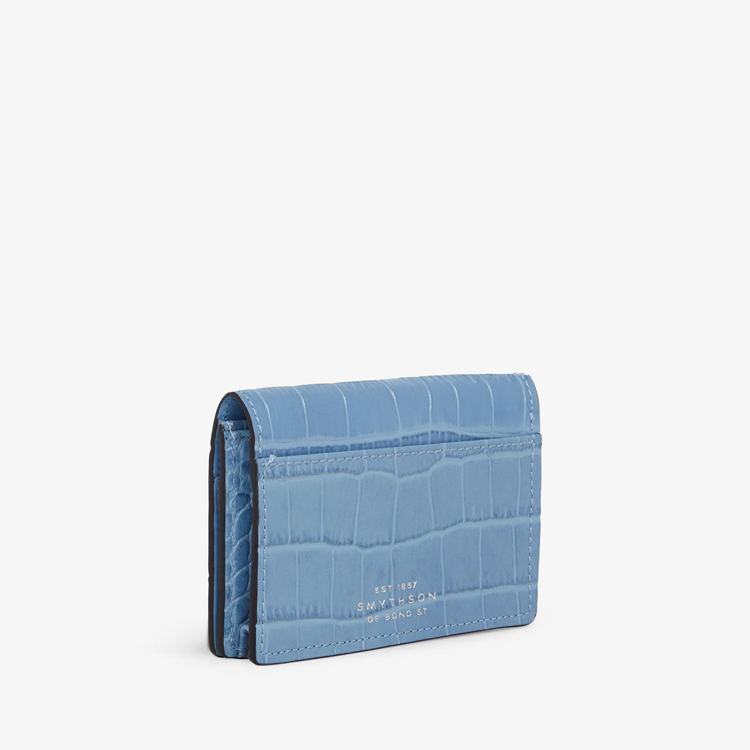 Folded Card Case With Snap Closure in Mara NILE BLUE(カードケース